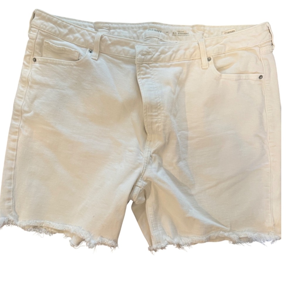 Old Navy OG Straight High Rise White Denim Jean Shorts - Women's Size 24